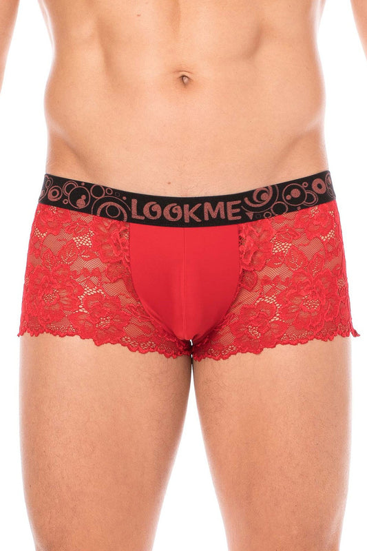 Boxer en dentelle fine florale Lace rouge Look Me