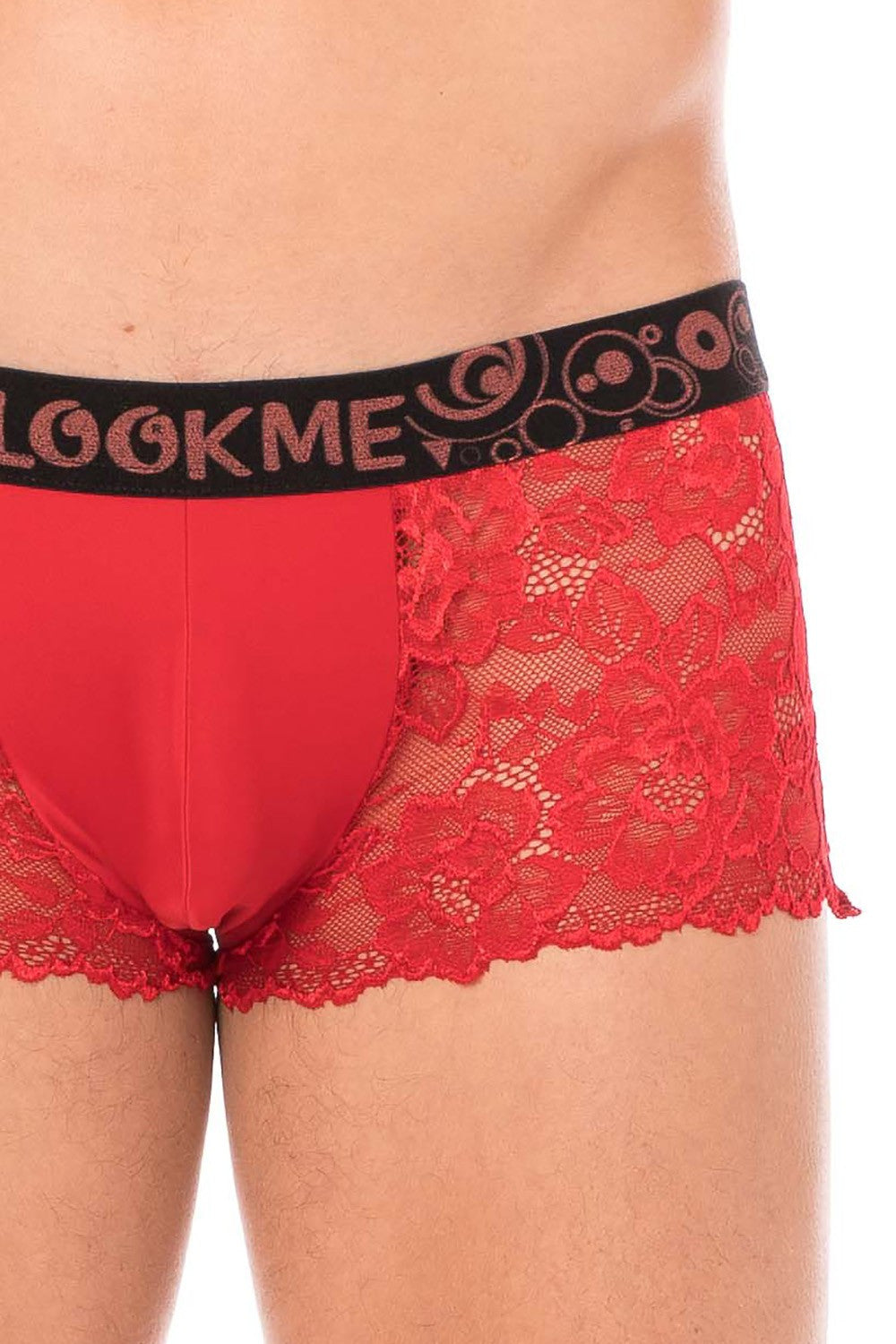 Boxer en dentelle fine florale Lace rouge Look Me