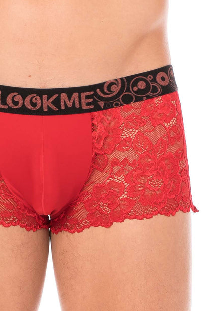 Boxer en dentelle fine florale Lace rouge Look Me