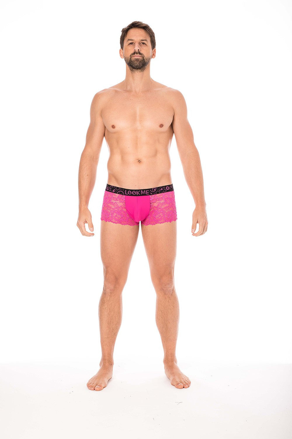 Boxer en dentelle fine florale Lace magenta Look Me
