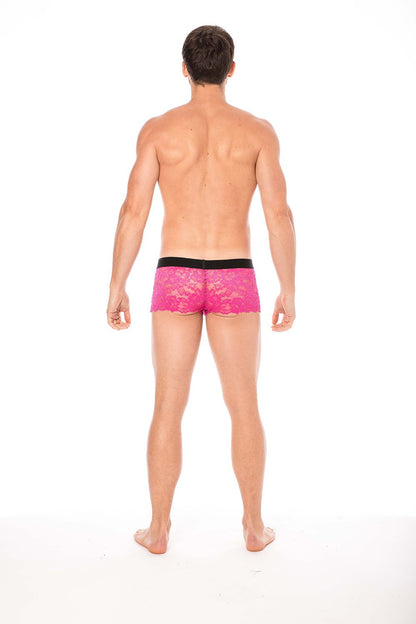 Boxer en dentelle fine florale Lace magenta Look Me