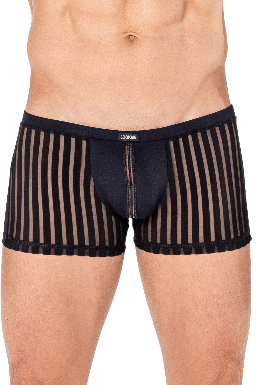 Boxer fine résille effet string au dos Biker noir Look Me