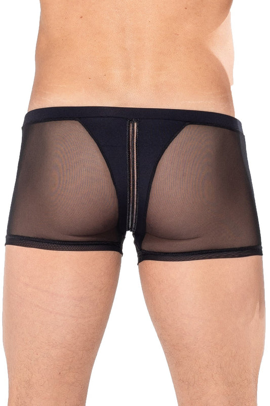 Boxer fine résille effet string au dos Biker noir Look Me