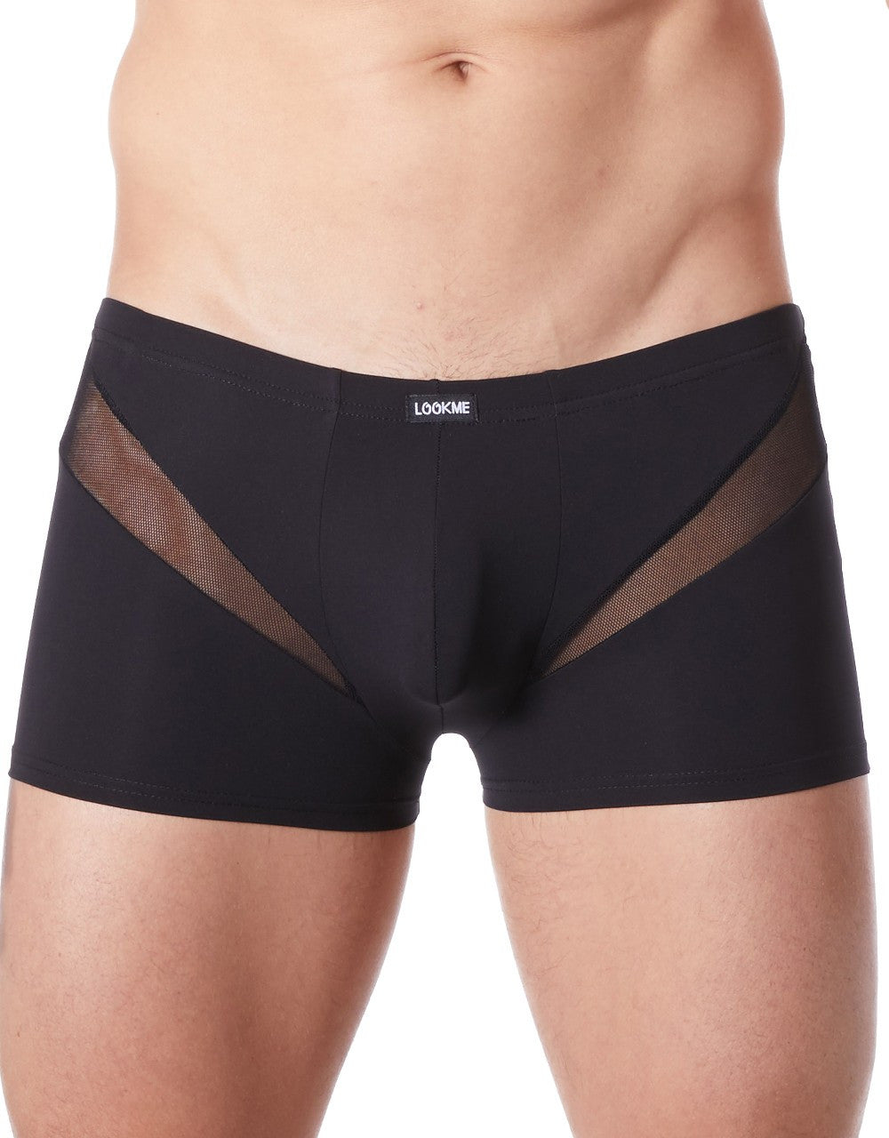 Boxer homme bandes en V fine résille noir Look Me