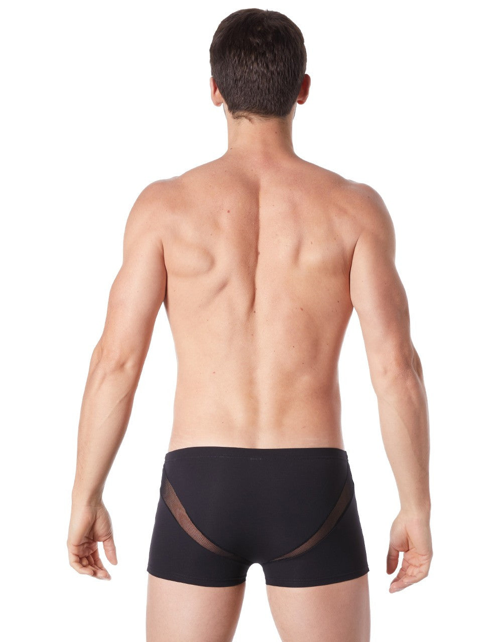 Boxer homme bandes en V fine résille noir Look Me