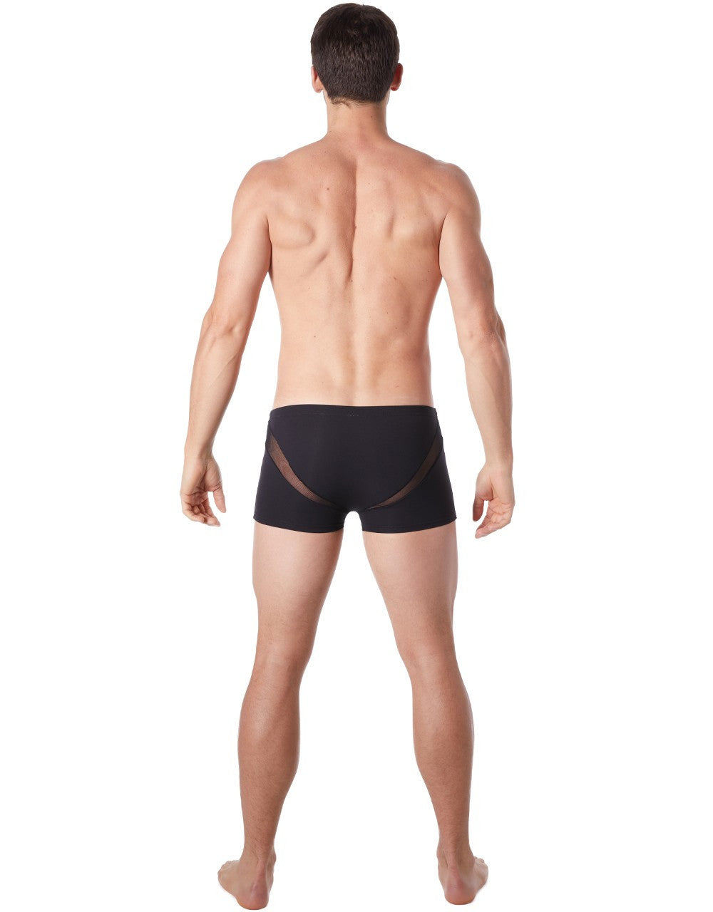 Boxer homme bandes en V fine résille noir Look Me