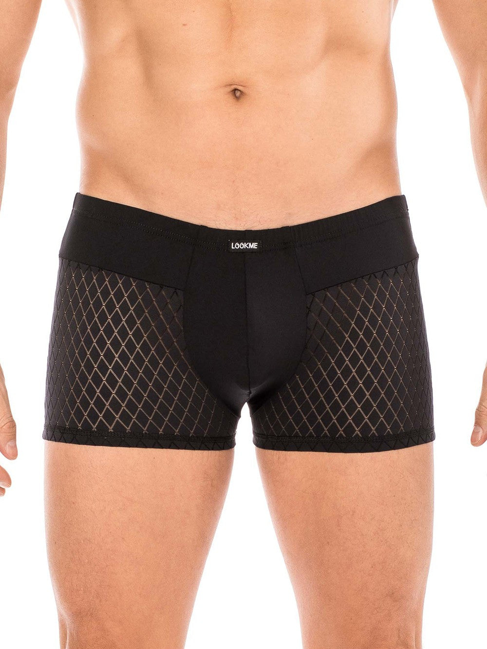 Boxer ajouré en losanges large ceinture Seduction noir Look Me