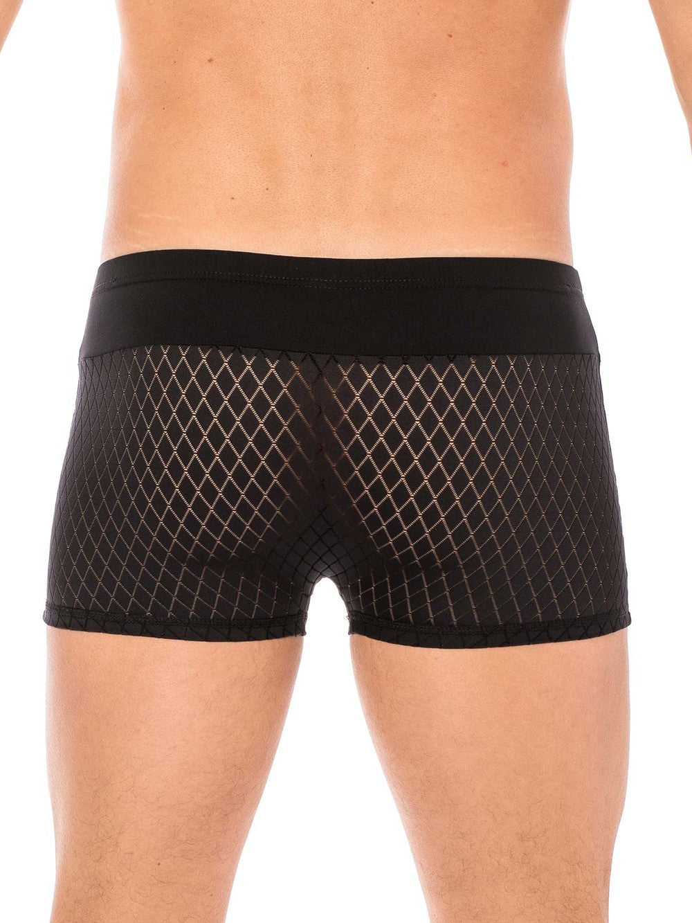 Boxer ajouré en losanges large ceinture Seduction noir Look Me