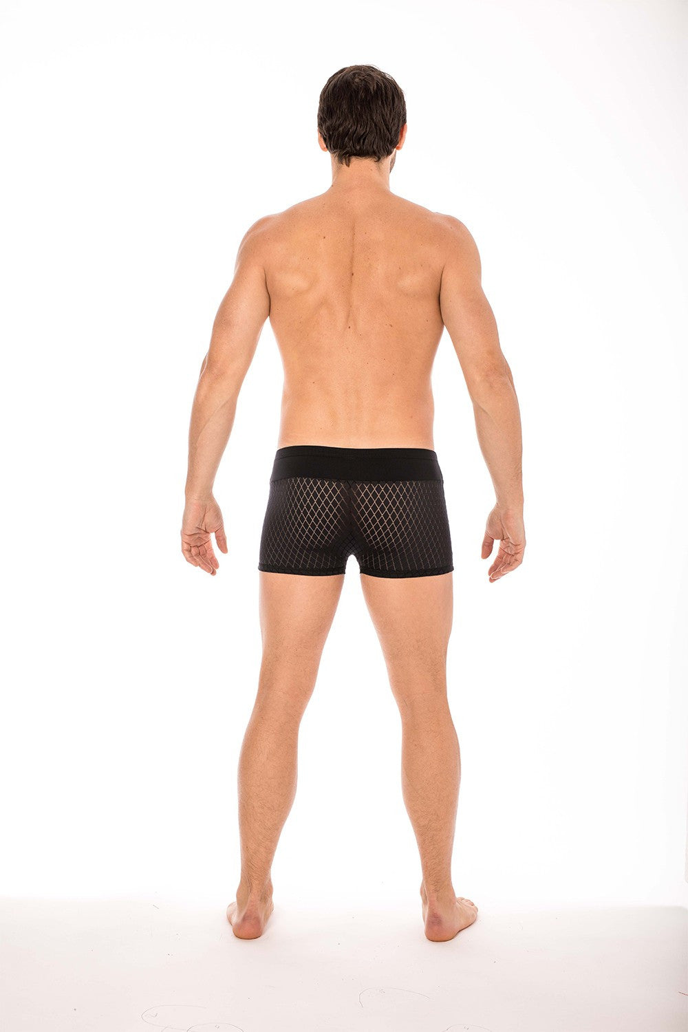 Boxer ajouré en losanges large ceinture Seduction noir Look Me