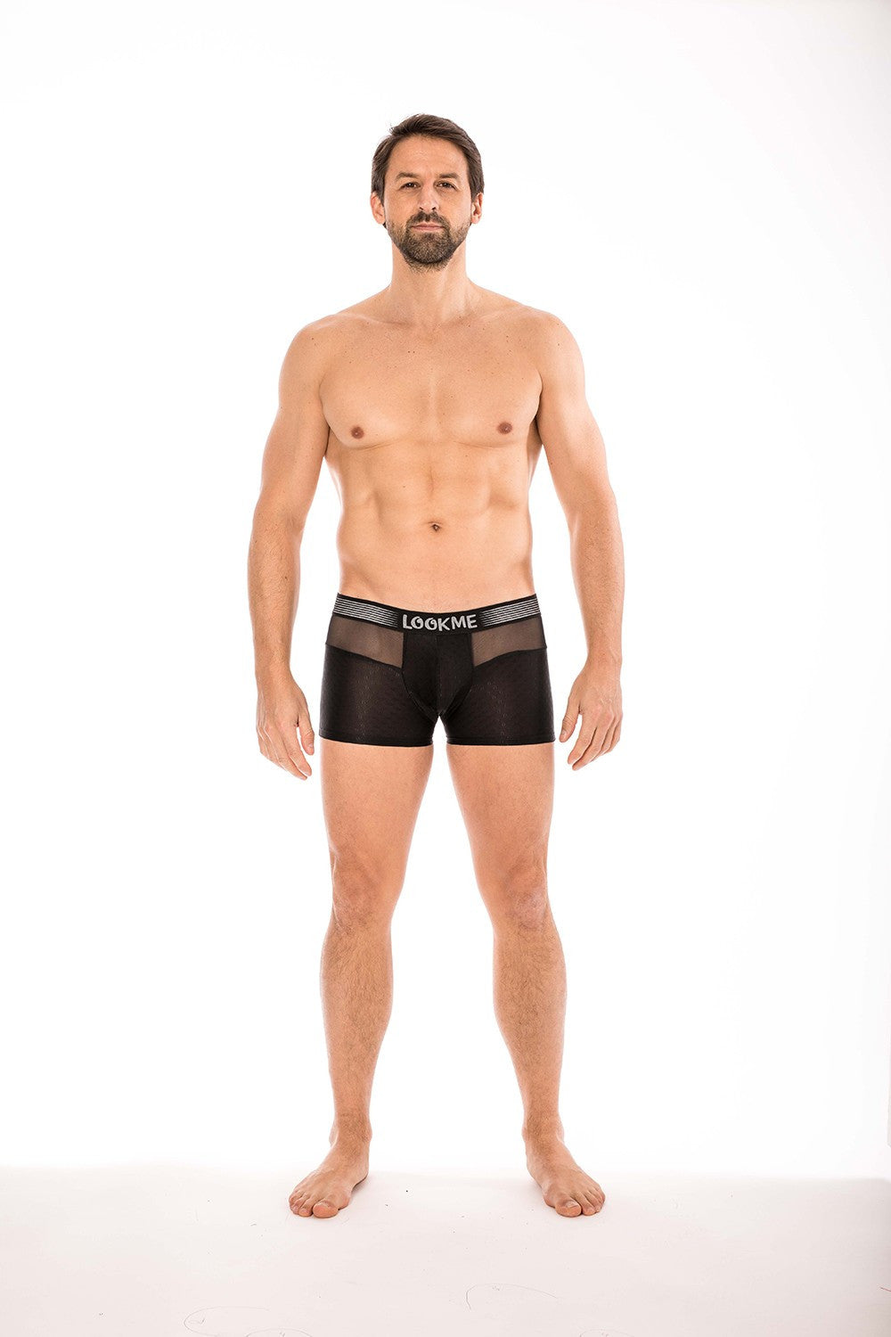 Boxer opaque et fine résille ceinture logo Tandem noir Look Me