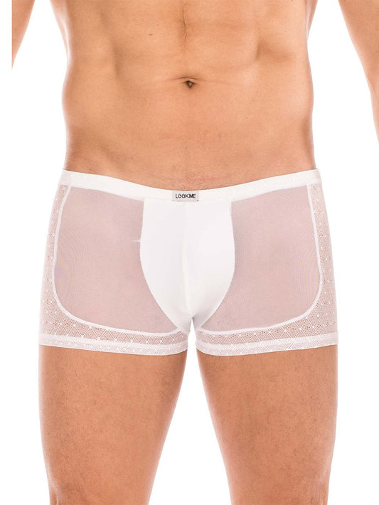 Boxer résille et fine dentelle Midnight blanc Look Me