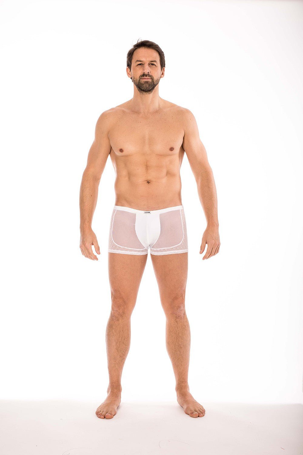 Boxer résille et fine dentelle Midnight blanc Look Me
