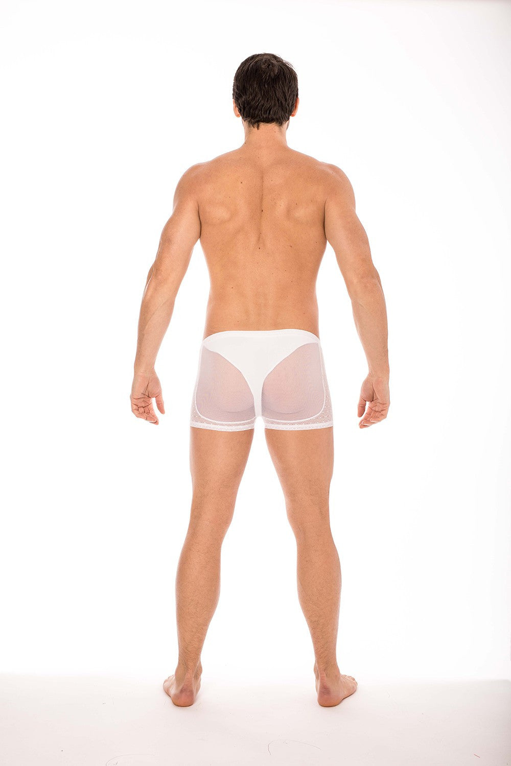 Boxer résille et fine dentelle Midnight blanc Look Me
