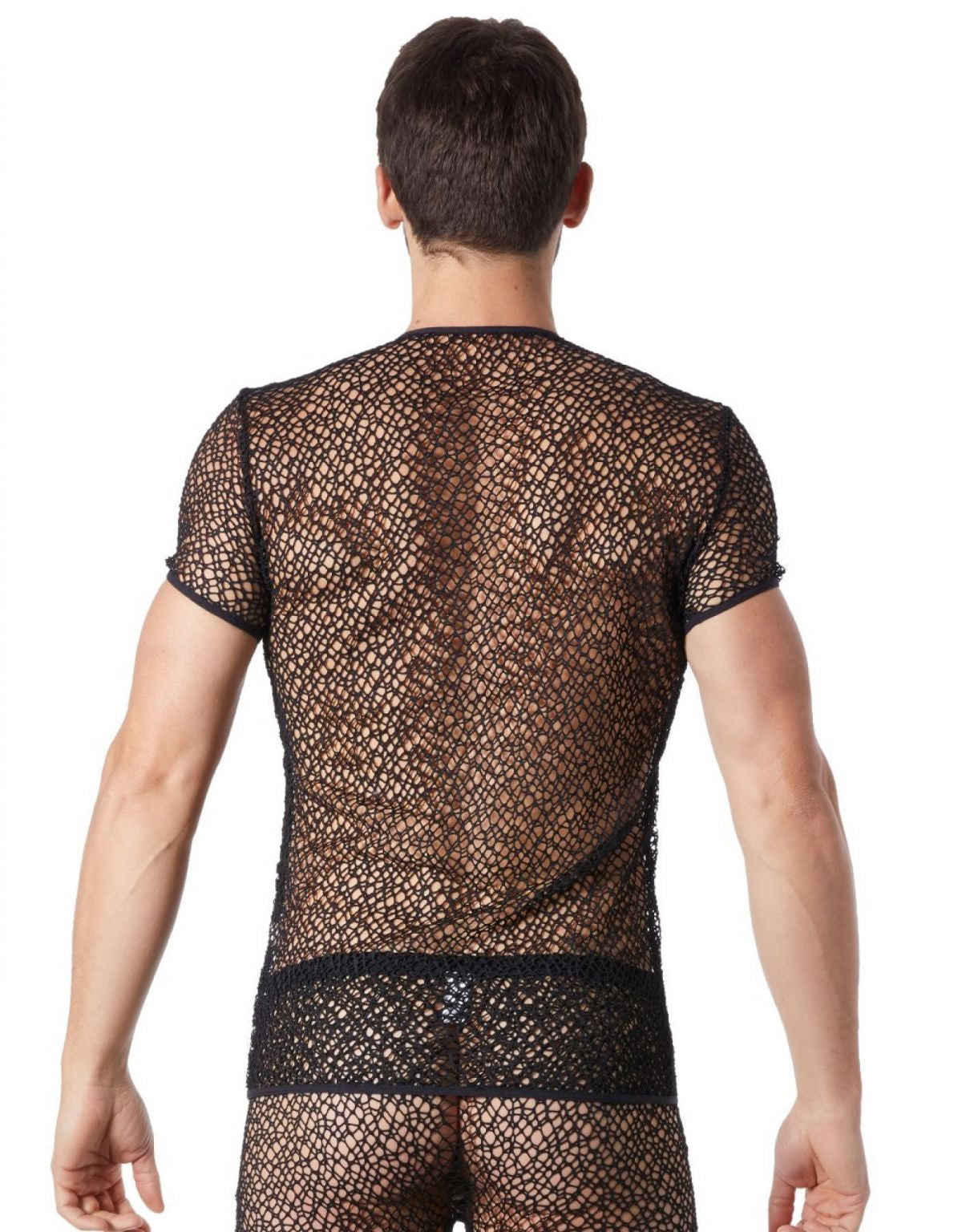 T-shirt homme en filet aux formes irrégulières noir Look Me