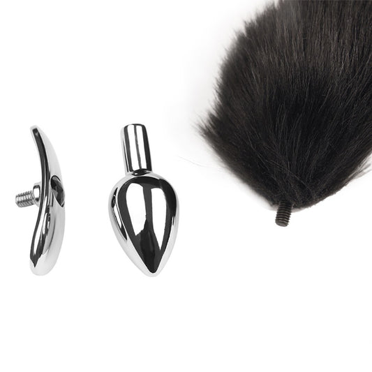 Plug interchangeable aluminium avec queue noire souple · Dreamy Fetish · vue 2