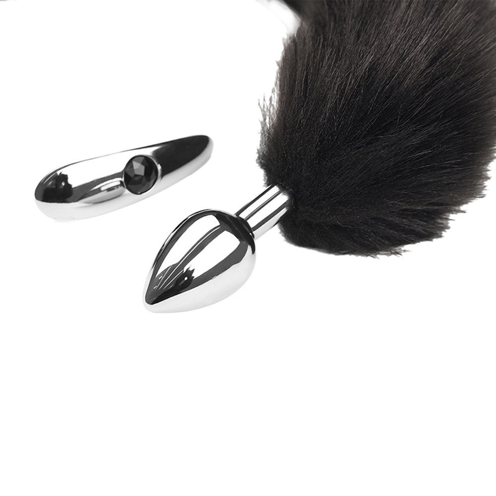 Plug interchangeable aluminium avec queue noire souple · Dreamy Fetish · vue 4