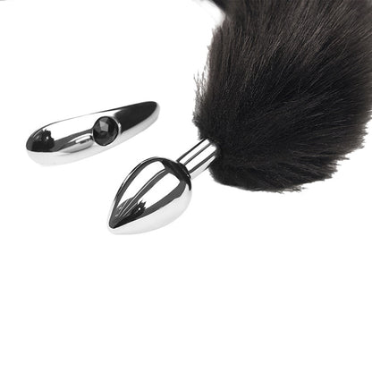 Plug interchangeable aluminium avec queue noire souple · Dreamy Fetish · vue 4
