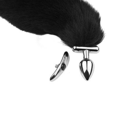 Plug interchangeable aluminium avec queue noire articulée · Dreamy Fetish · vue 3