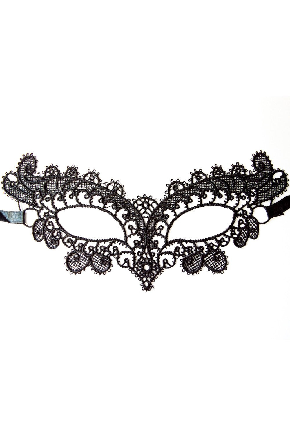 Masque loup souple en dentelle brodée noire Dreamy Fetish