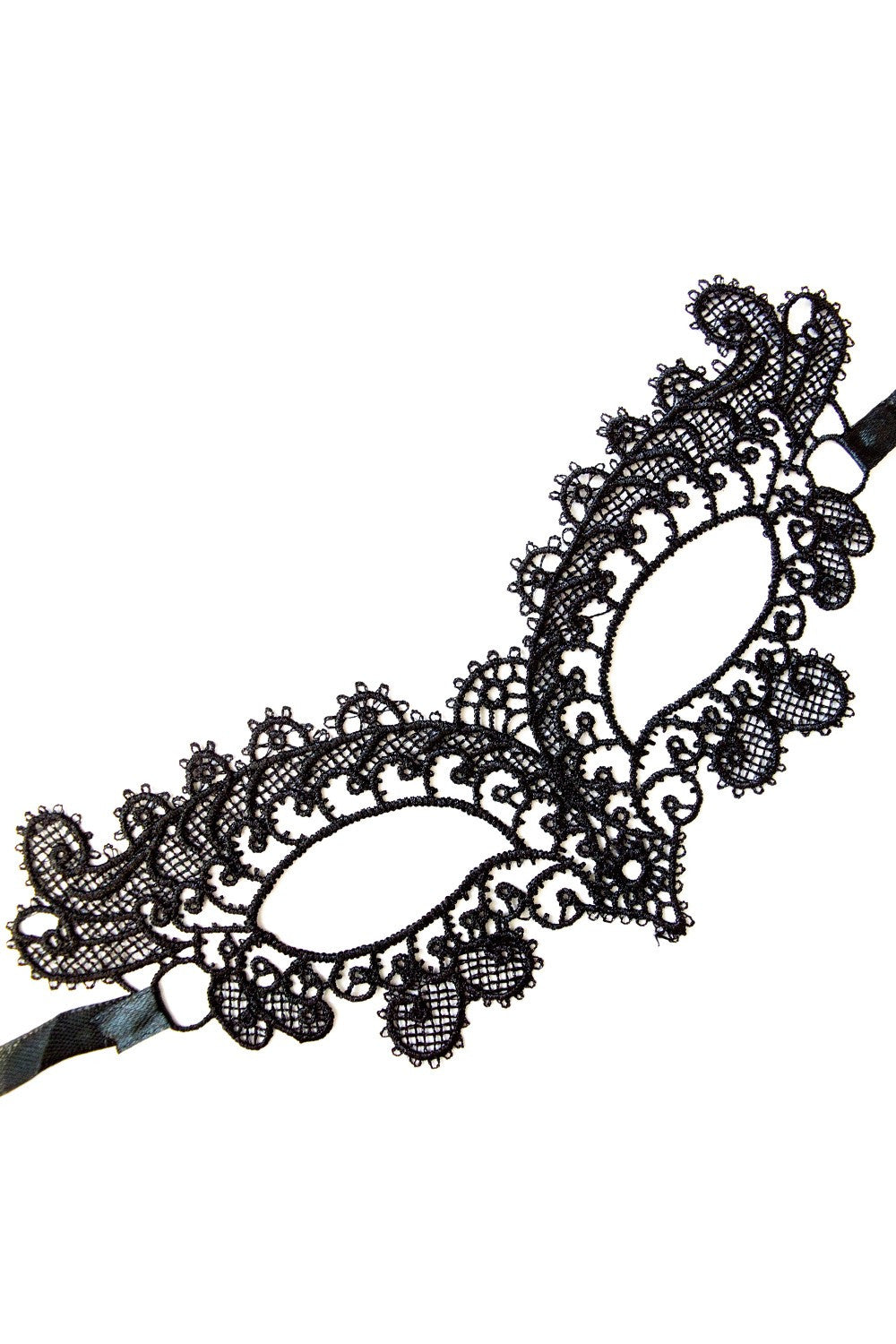 Masque loup souple en dentelle brodée noire Dreamy Fetish