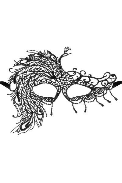 Masque loup noir en dentelle et rubans satinés Dreamy Fetish