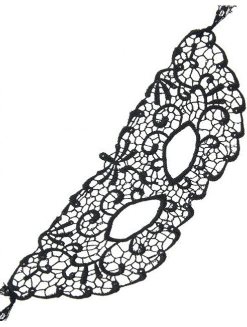 Masque loup en dentelle brodée noire à nouer Dreamy Fetish
