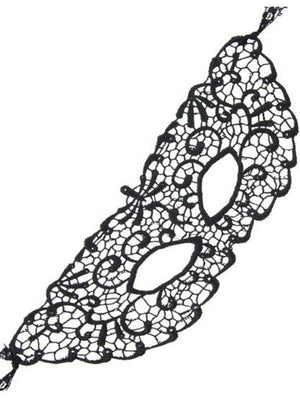 Masque loup en dentelle brodée noire à nouer Dreamy Fetish