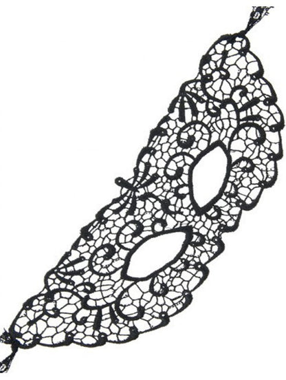 Masque loup en dentelle brodée noire à nouer Dreamy Fetish