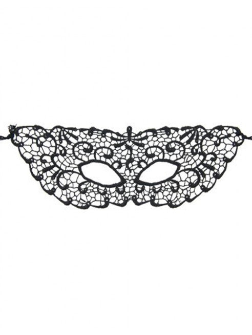 Masque loup en dentelle brodée noire à nouer Dreamy Fetish