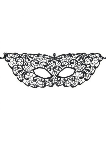 Masque loup en dentelle brodée noire à nouer Dreamy Fetish