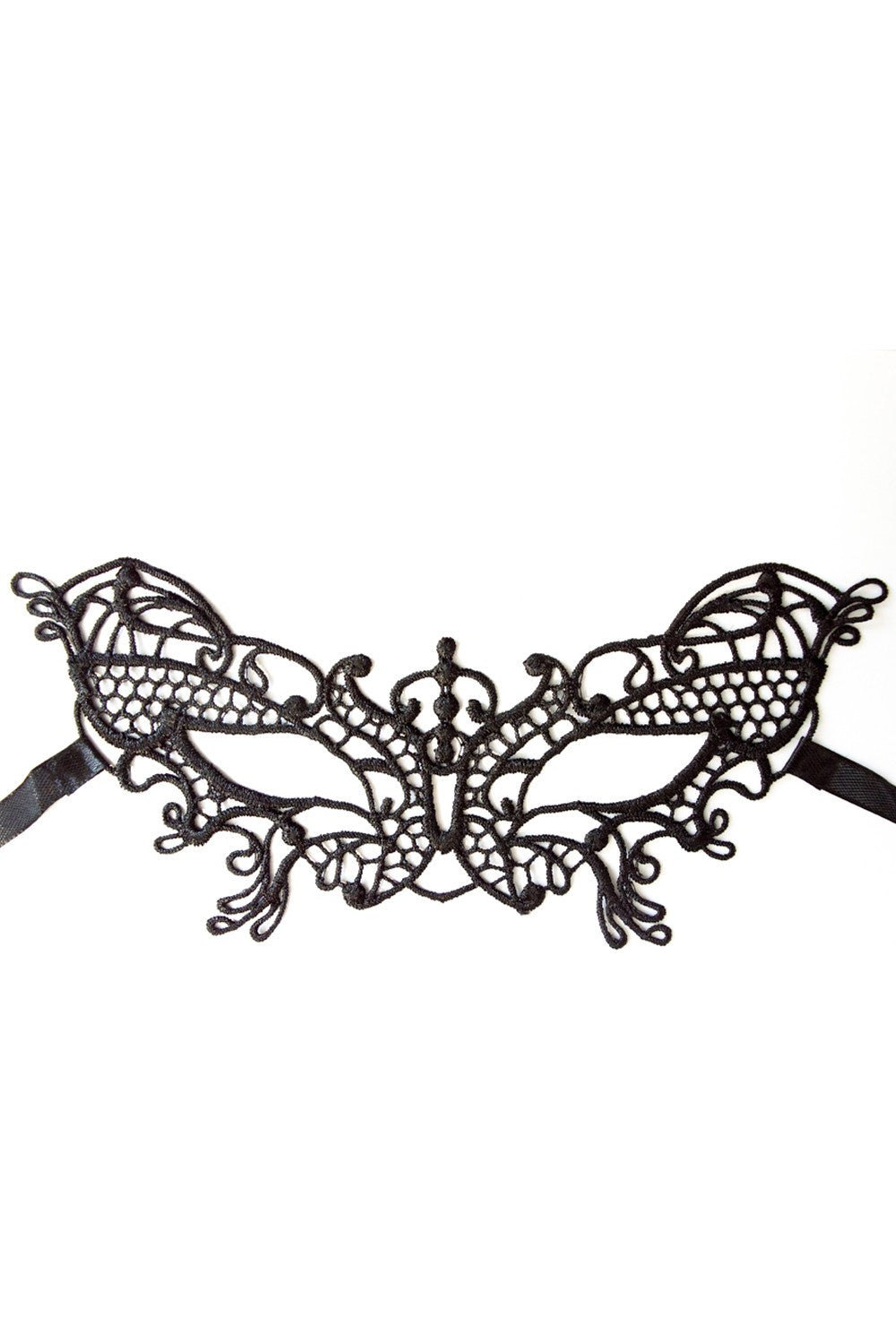 Loup souple en dentelle noire à rubans satinés Dreamy Fetish