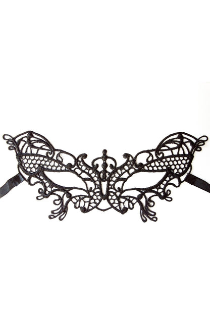 Loup souple en dentelle noire à rubans satinés Dreamy Fetish