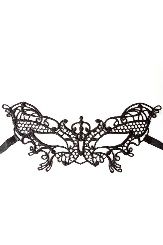 Loup souple en dentelle noire à rubans satinés Dreamy Fetish