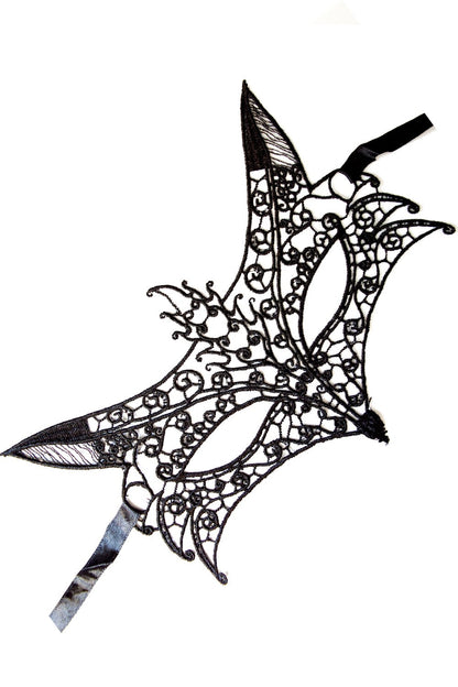 Masque loup en dentelle brodée noire Dreamy Fetish