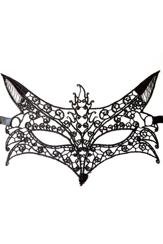 Masque loup en dentelle brodée noire Dreamy Fetish