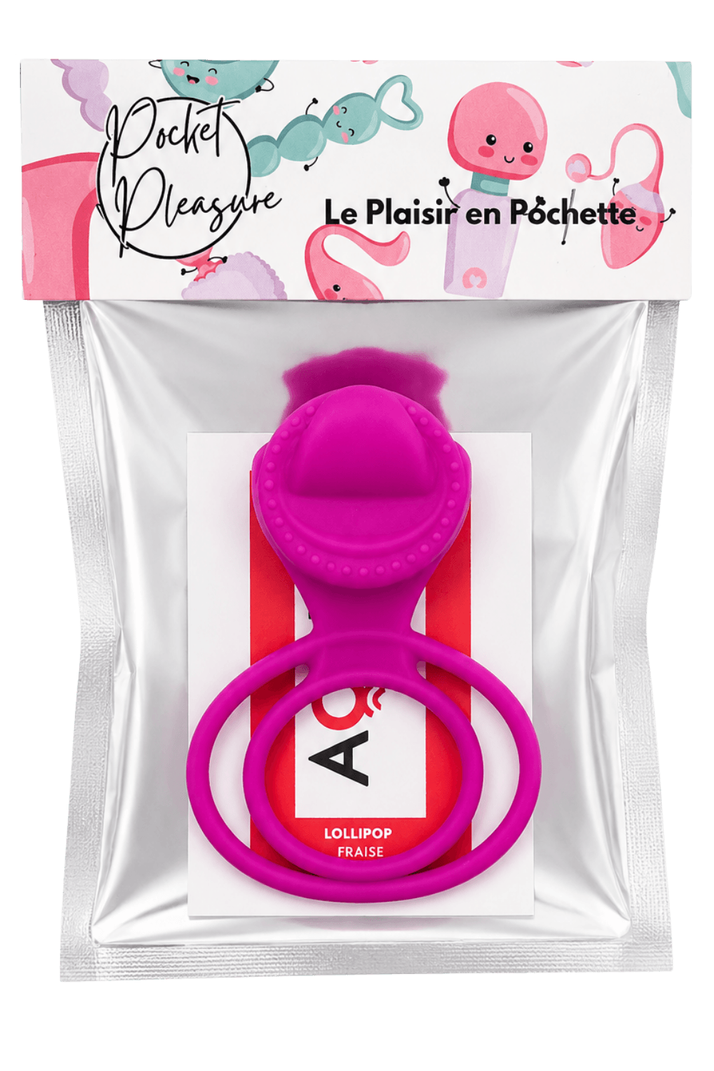 Anneau vibrant 1 seul mode de vibration très extensible rose dosette de lubrifiant · Pocket Pleasure · vue 2