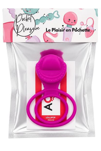 Anneau vibrant 1 seul mode de vibration très extensible rose dosette de lubrifiant · Pocket Pleasure · vue 2