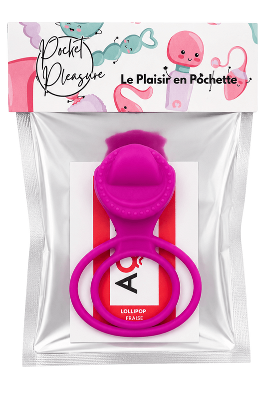 Anneau vibrant 1 seul mode de vibration très extensible rose dosette de lubrifiant · Pocket Pleasure · vue 2