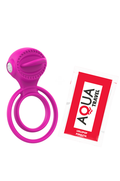 Anneau vibrant 1 seul mode de vibration très extensible rose dosette de lubrifiant · Pocket Pleasure · vue 3