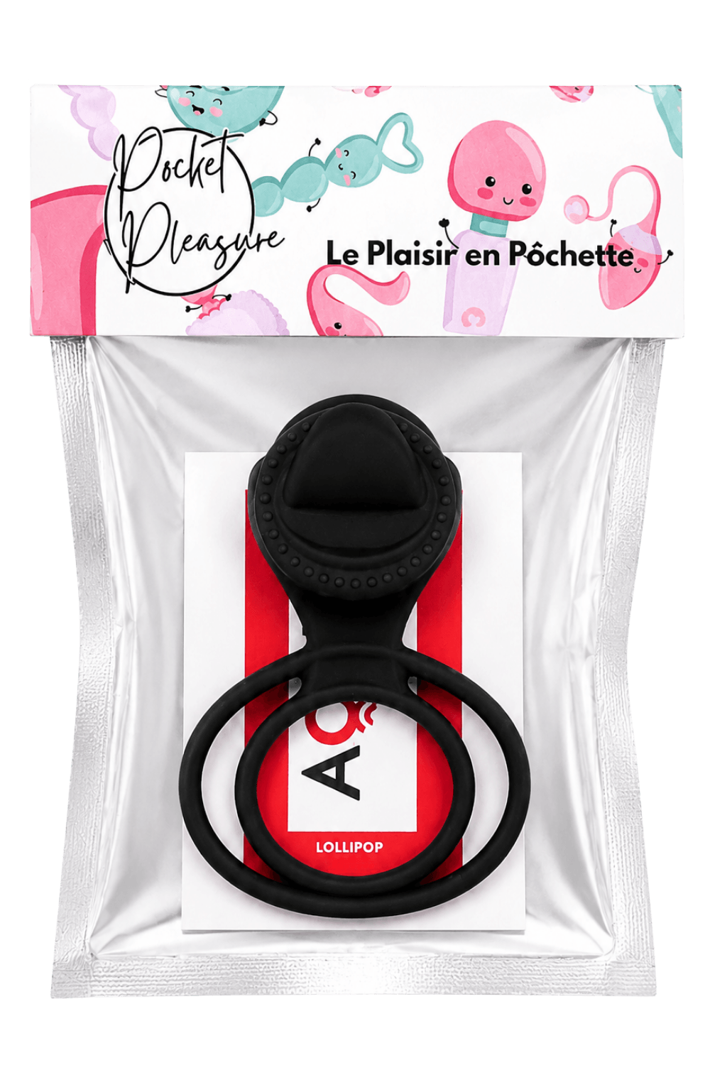 Anneau vibrant 1 seul mode de vibration très extensible noir dosette de lubrifiant · Pocket Pleasure · vue 2