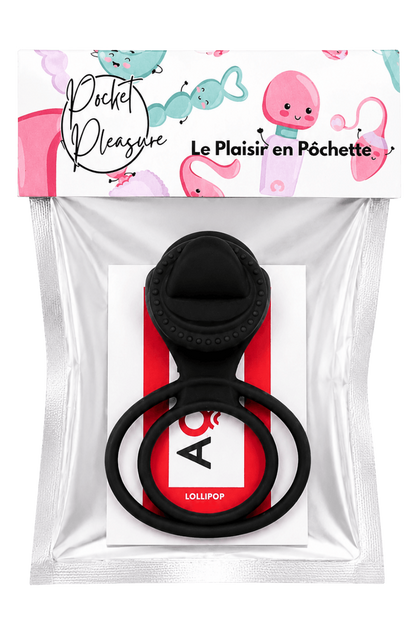 Anneau vibrant 1 seul mode de vibration très extensible noir dosette de lubrifiant · Pocket Pleasure · vue 2