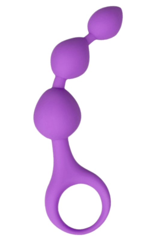Chapelet anal 3 boules violet silicone 15 cm dosette lubrifiant · Pocket Pleasure