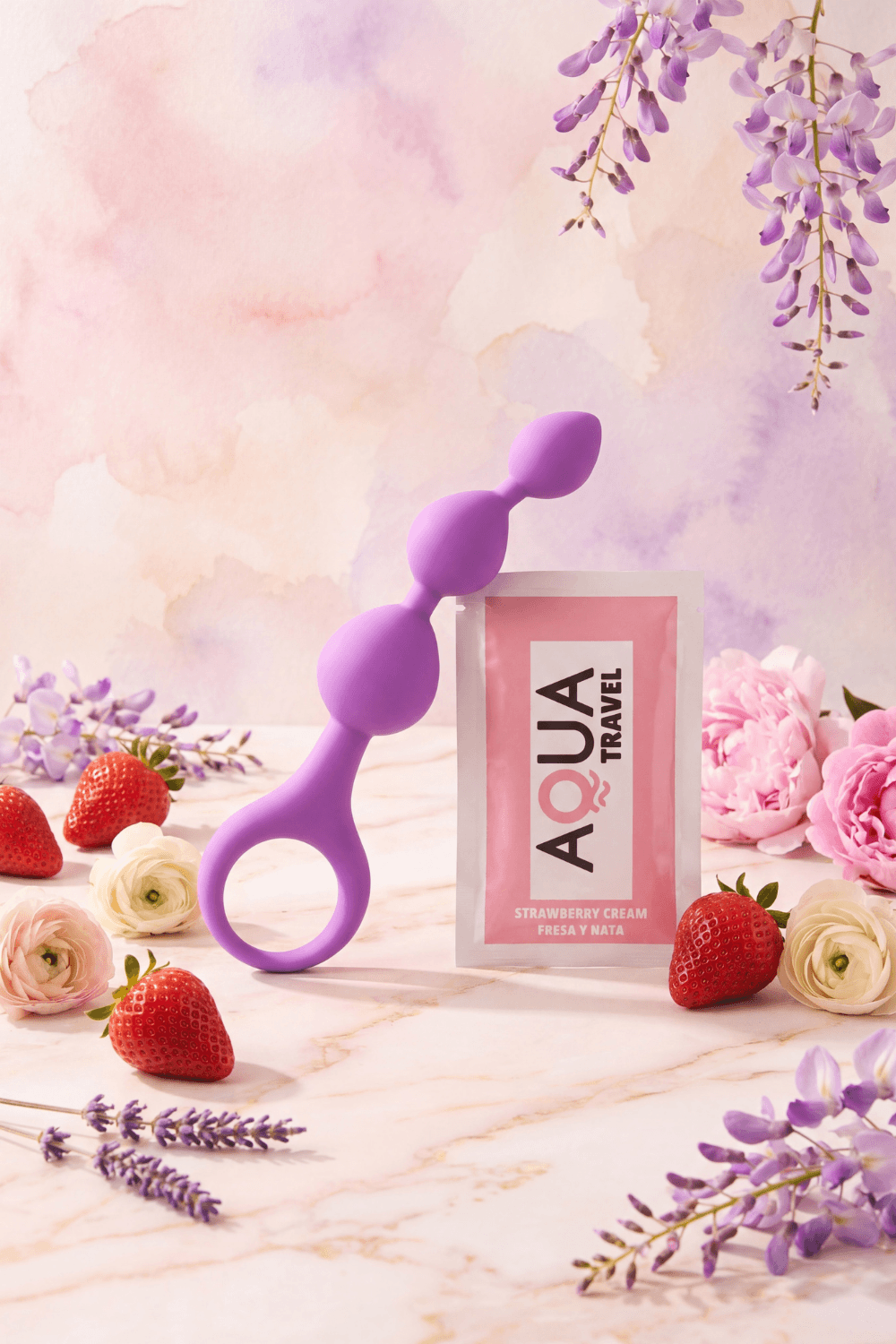 Chapelet anal 3 boules violet silicone 15 cm dosette lubrifiant · Pocket Pleasure · vue 5