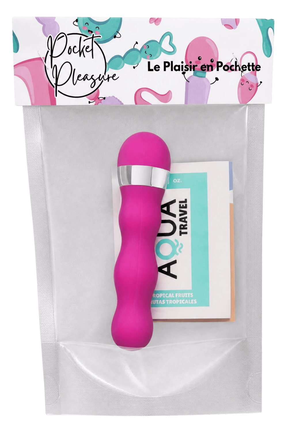 Mini Vibromasseur rose ondulés dosette de lubrifiant · Pocket Pleasure · vue 2