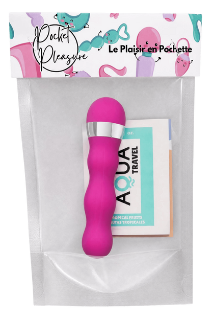 Mini Vibromasseur rose ondulés dosette de lubrifiant · Pocket Pleasure · vue 2