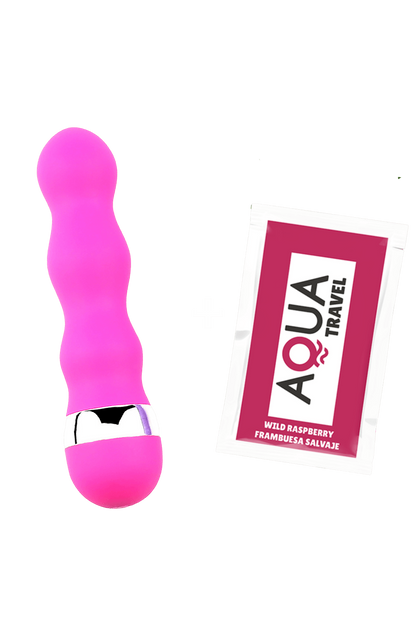 Mini Vibromasseur rose ondulés dosette de lubrifiant · Pocket Pleasure · vue 3