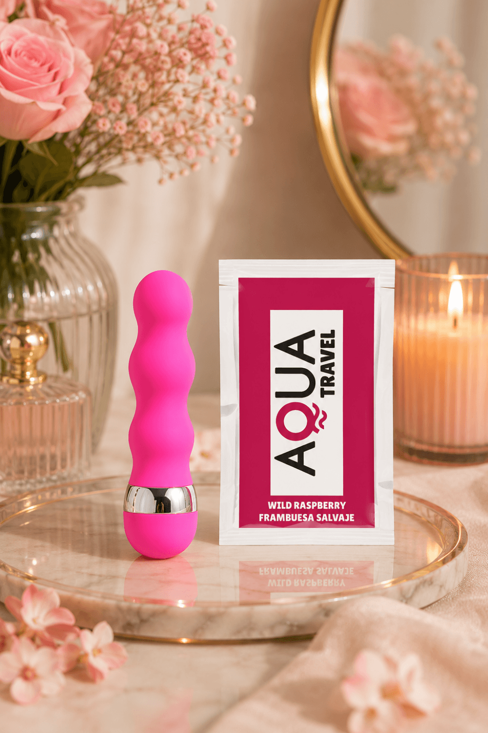 Mini Vibromasseur rose ondulés dosette de lubrifiant · Pocket Pleasure · vue 4