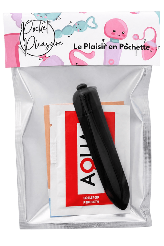 Mini Vibromasseur Bullet Noir 10 Vitesses 1 dosette de lubrifiant · Pocket Pleasure · vue 2