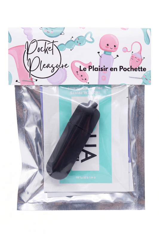 Mini Vibromasseur Bullet Noir 1 dosette lubrifiant · Pocket Pleasure · vue 2