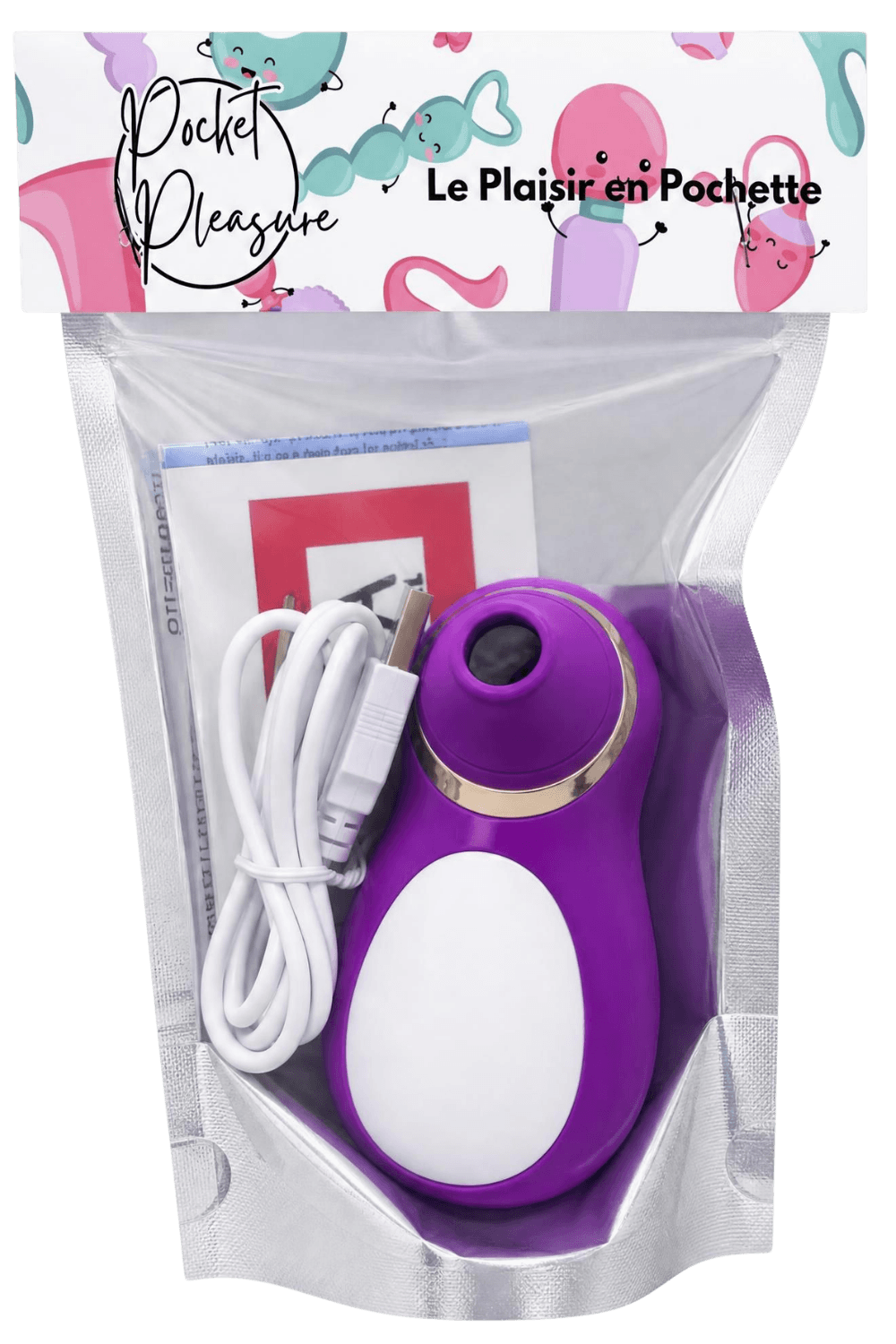 Stimulateur Clitoridien Pingouin à Langue Fuchsia 1 dosette de lubrifiant · Pocket Pleasure · vue 2
